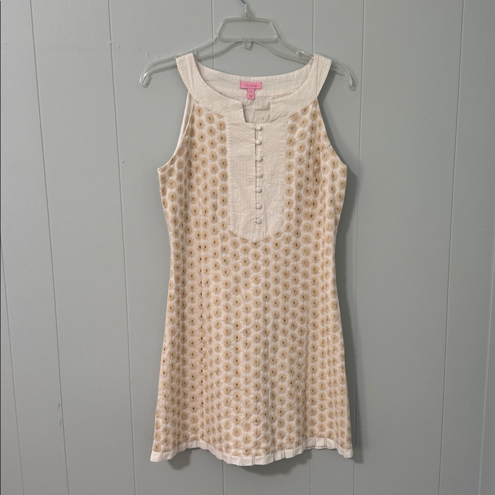Lilly Pulitzer Beige and White Dress Sz 8